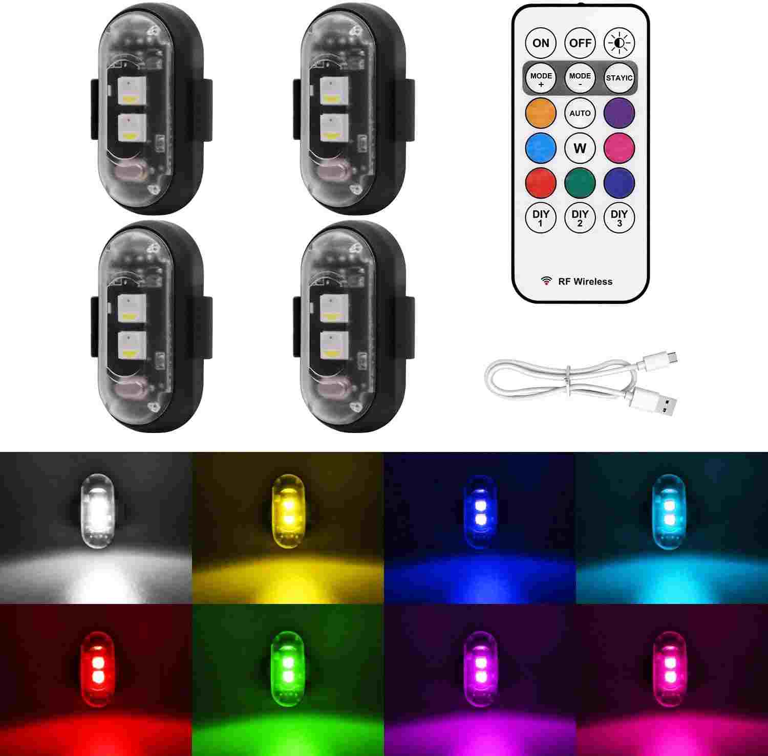 Universal Wireless Remote Control RGB LED Aircraft Strobe Lights