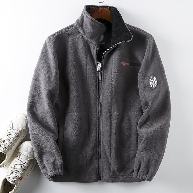 LAST DAY PROMOTION - 50%OFF🔥 Unisex Full Zip Stand Collar Reversible Fleece Coat