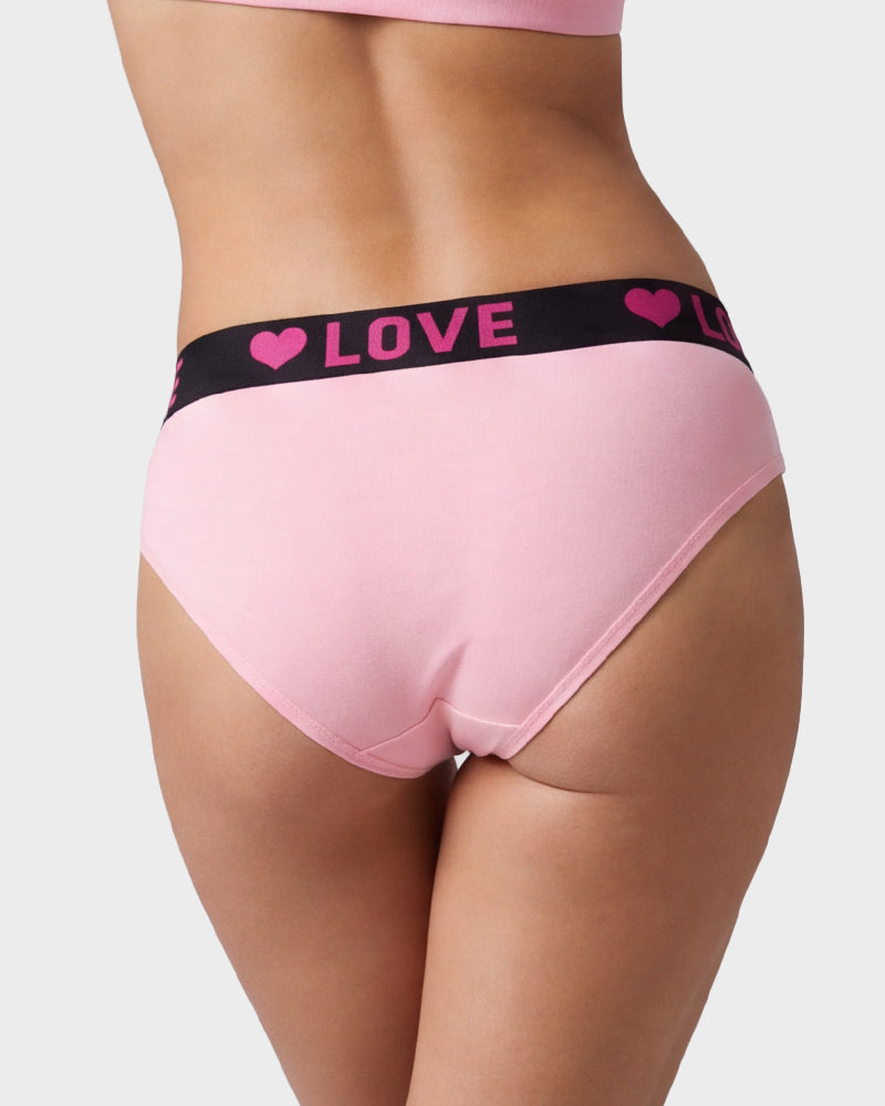 6 Pack LOVE Print Cotton Bikini Panties