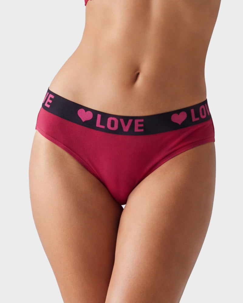 6 Pack LOVE Print Cotton Bikini Panties