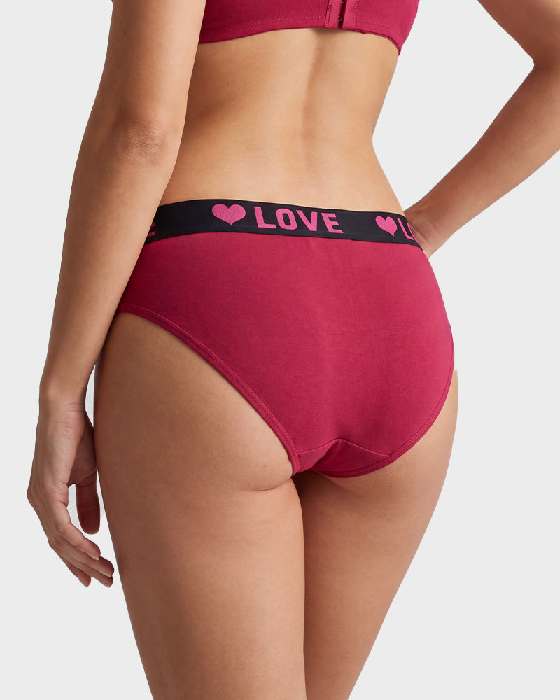 6 Pack LOVE Print Cotton Bikini Panties