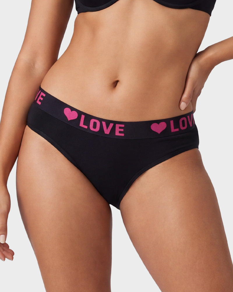6 Pack LOVE Print Cotton Bikini Panties