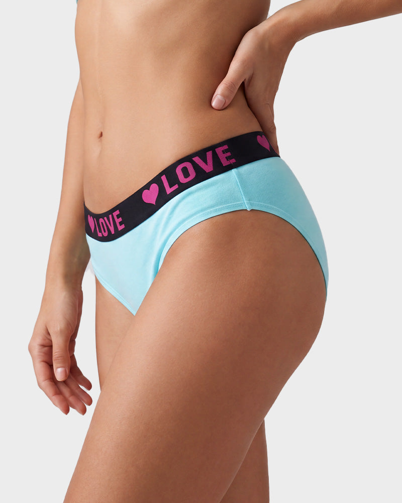 6 Pack LOVE Print Cotton Bikini Panties