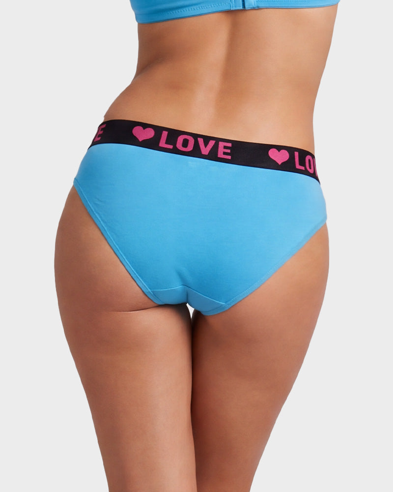 6 Pack LOVE Print Cotton Bikini Panties