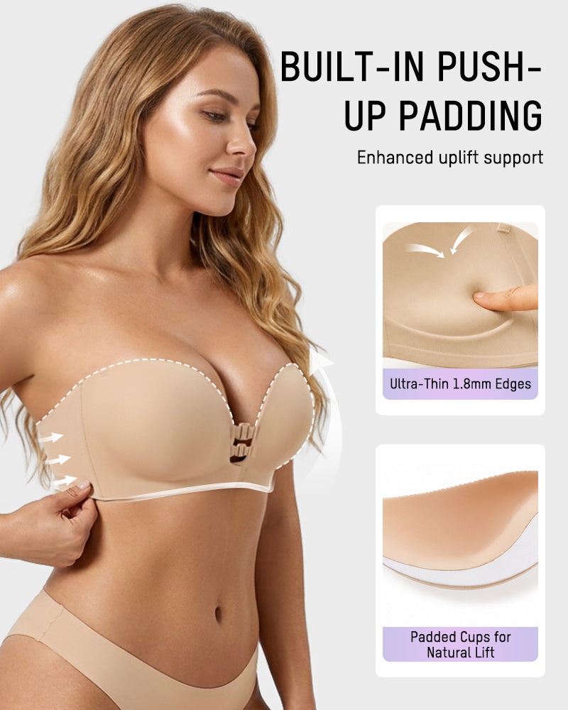 Convertible Strapless Front-Closure Push-Up Bra