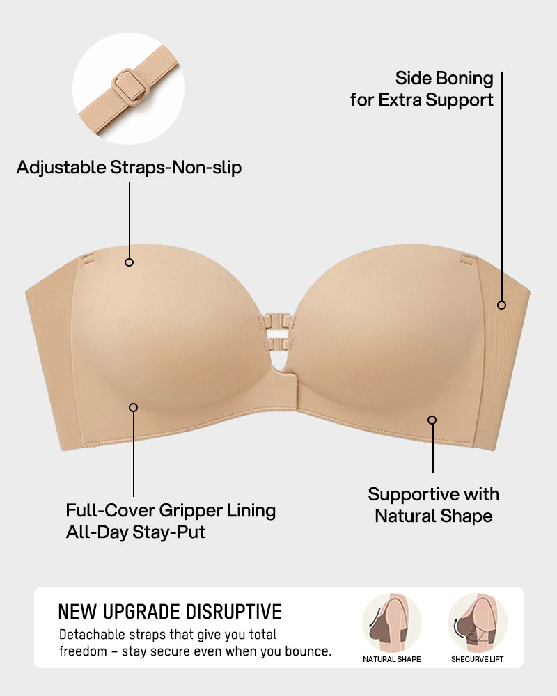 Convertible Strapless Front-Closure Push-Up Bra