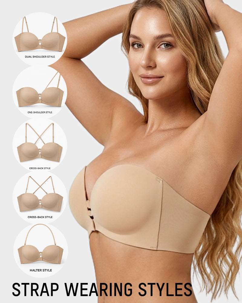 Convertible Strapless Front-Closure Push-Up Bra