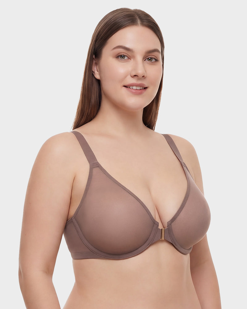 Front Closure Mesh Support Bra
