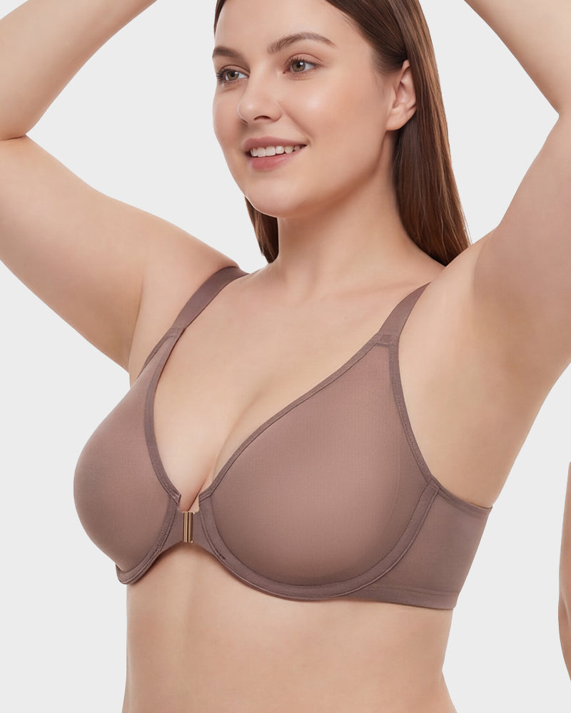 Front Closure Mesh Support Bra