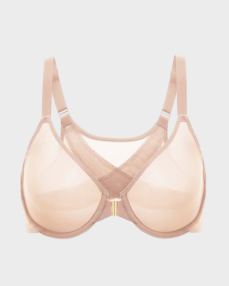 Front Closure Mesh Support Bra