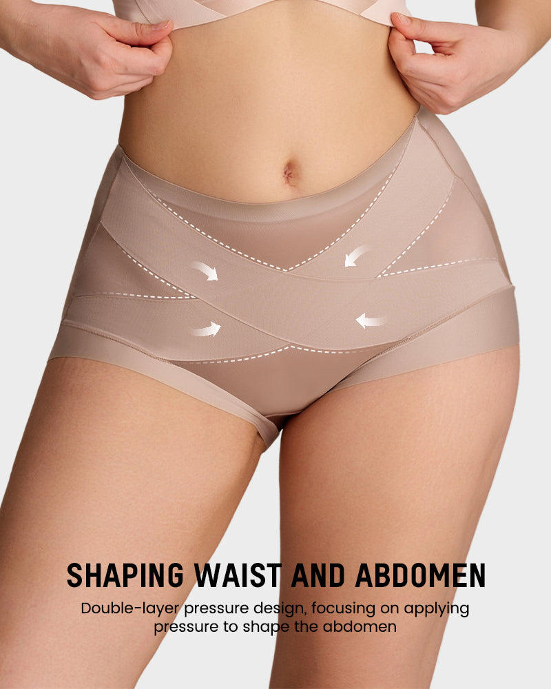 High-Waist Cross Compression Shaping Panties （6 Pack）