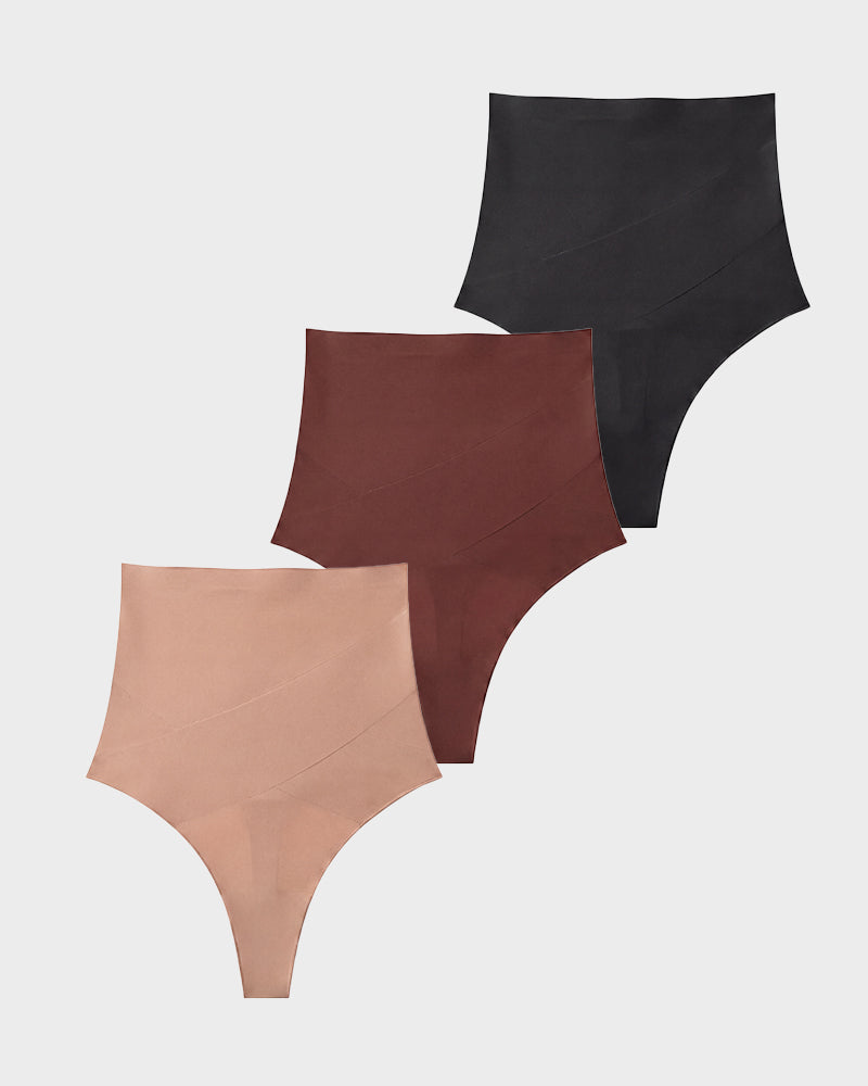 High Waist Mesh Tummy Control Thong(3 Pack)