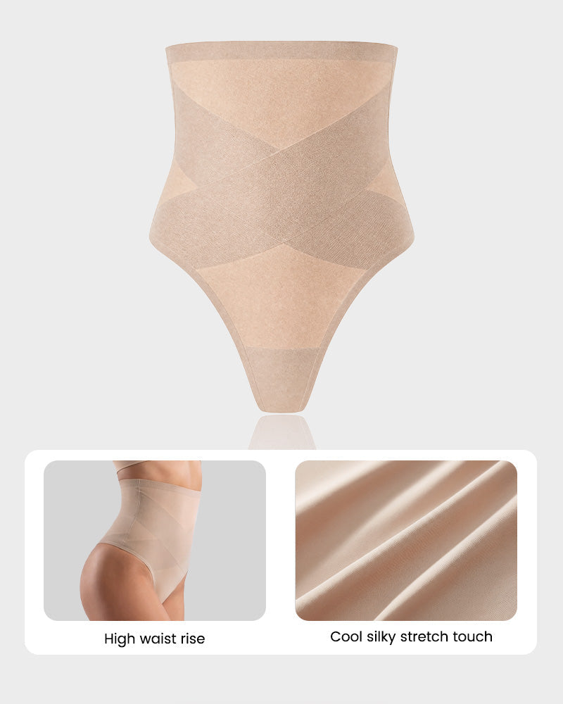 High Waist Mesh Tummy Control Thong(3 Pack)