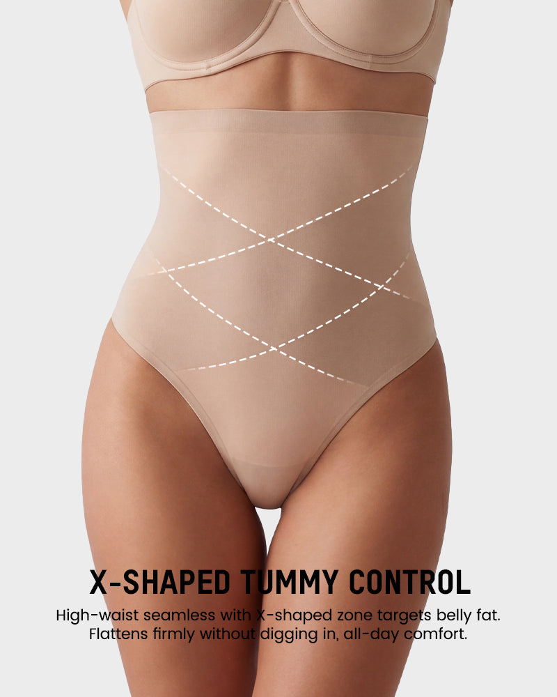 High Waist Mesh Tummy Control Thong(3 Pack)