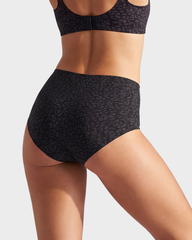 High Waist Seamless Leopard Tummy Brief(6  Pack)