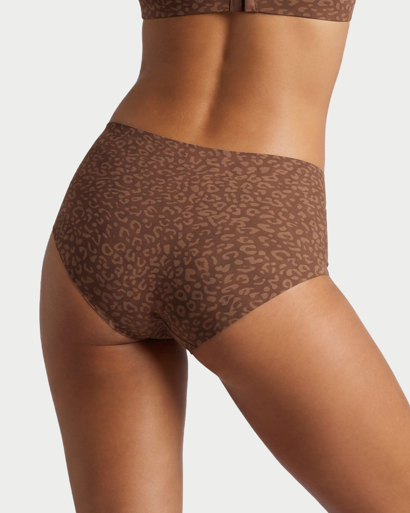 High Waist Seamless Leopard Tummy Brief(6  Pack)