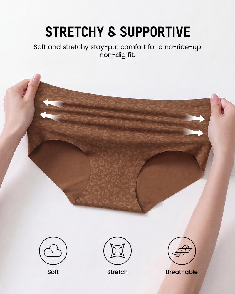 High Waist Seamless Leopard Tummy Brief(6  Pack)