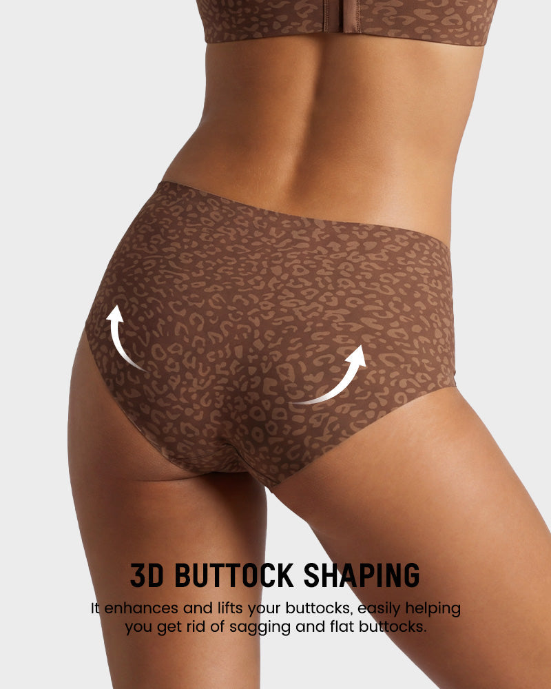 High Waist Seamless Leopard Tummy Brief(6  Pack)