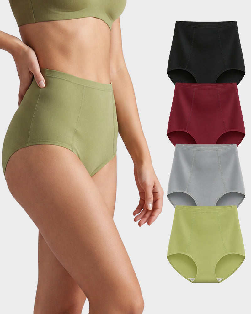 High Waist Tummy Control Cotton Briefs(4 Pack)
