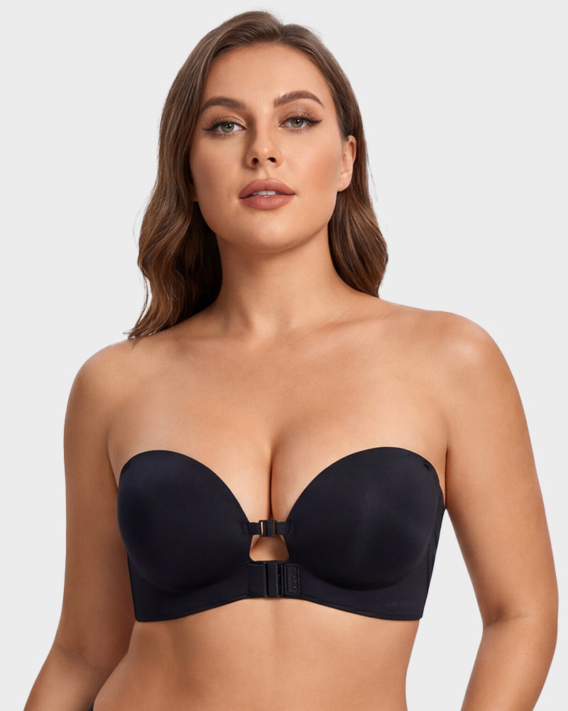 No-Slip Front Closure Push-Up Strapless Bra