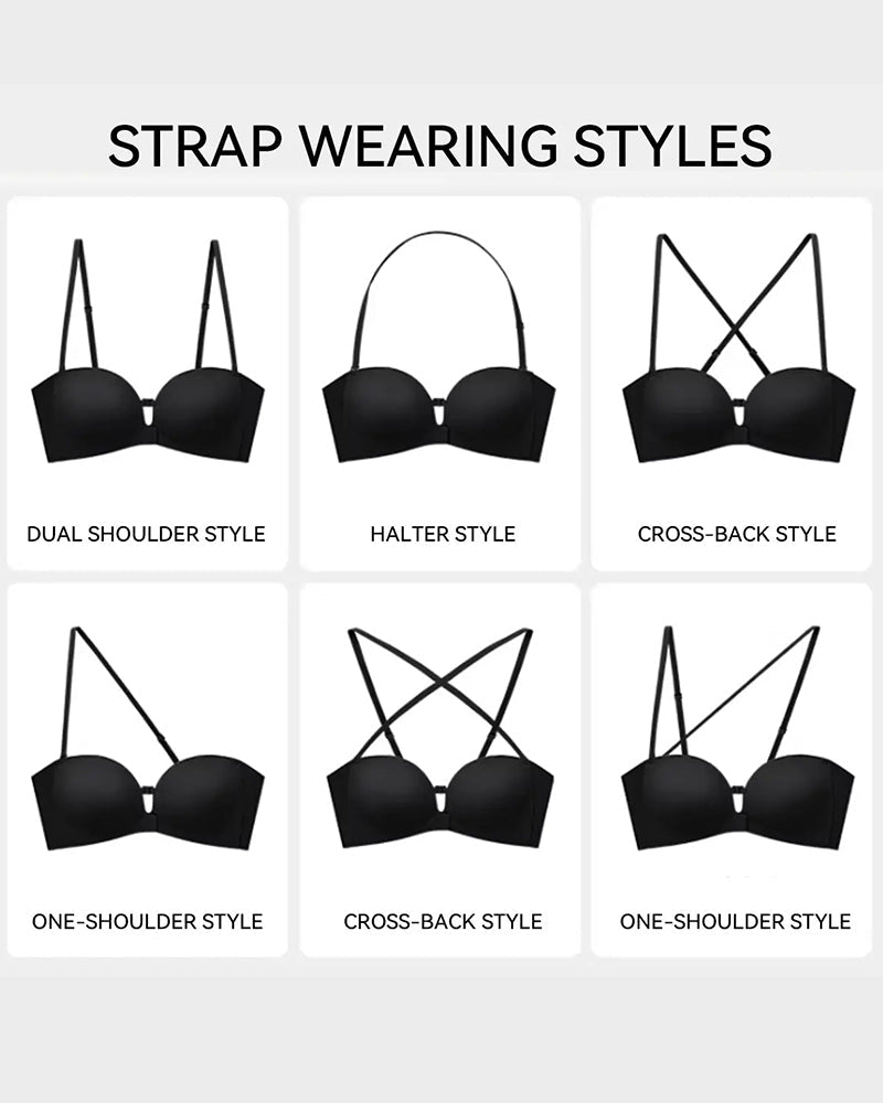 No-Slip Front Closure Push-Up Strapless Bra