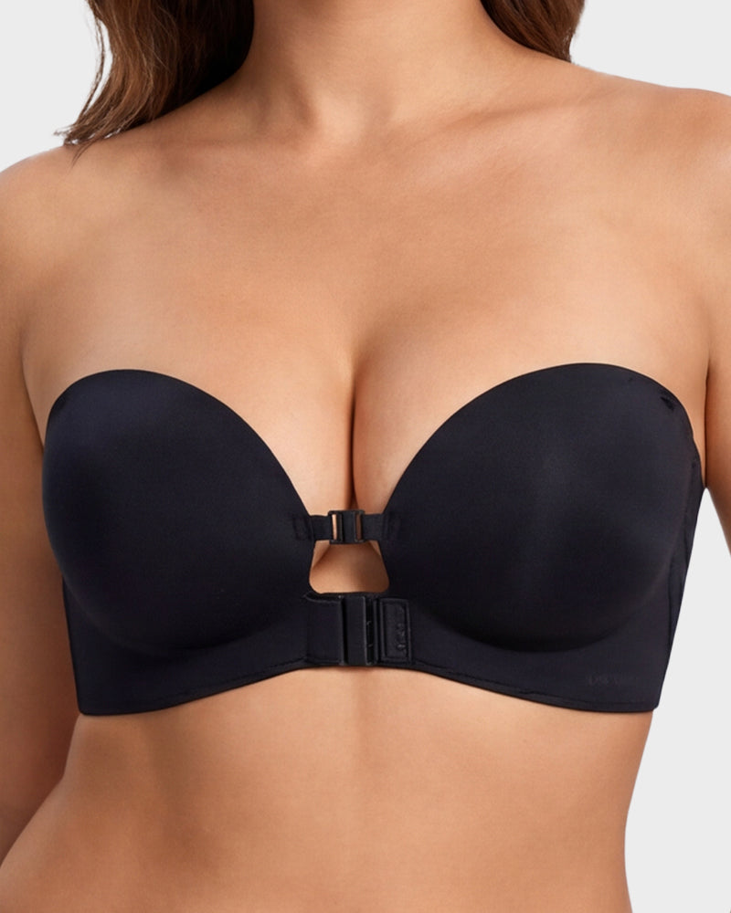 No-Slip Front Closure Push-Up Strapless Bra