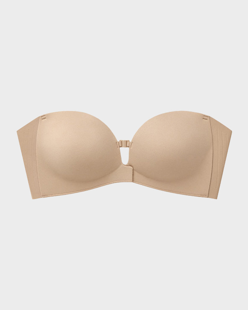 No-Slip Front Closure Push-Up Strapless Bra