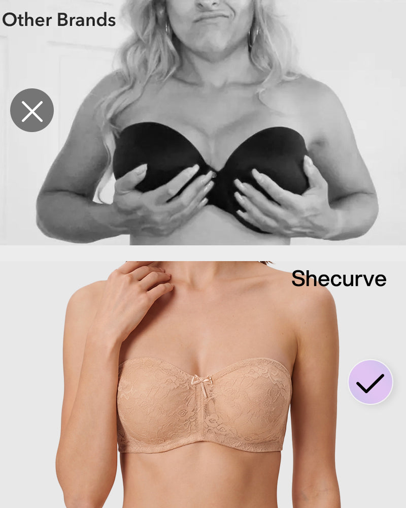 No Slip Strapless Lace Push Up Bra