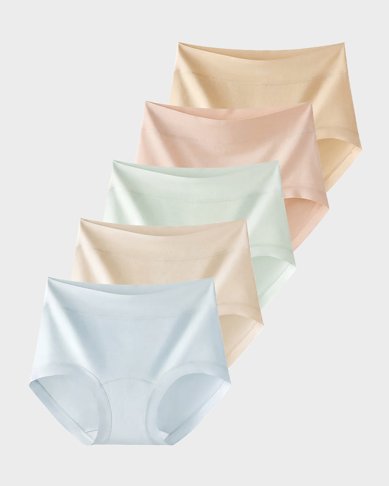 Seamless High-Waist Full Coverage Cotton Panty（5 pack）