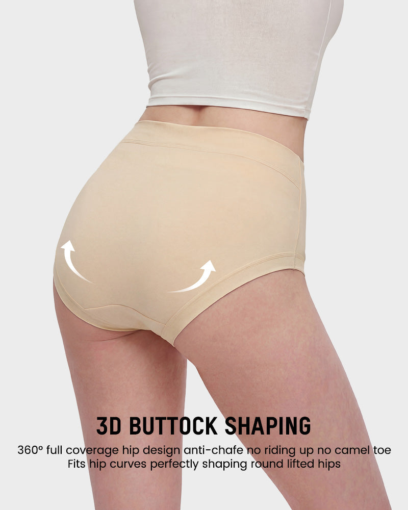 Seamless High-Waist Full Coverage Cotton Panty（5 pack）