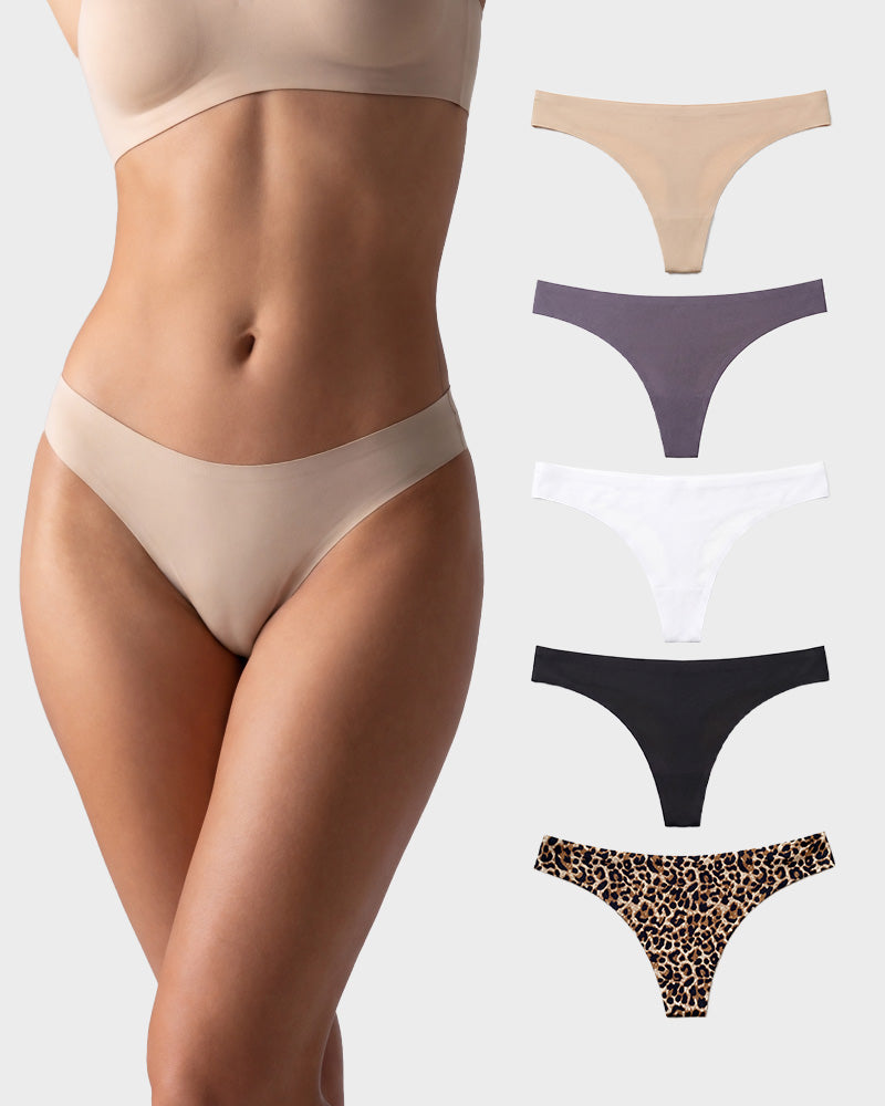 Seamless Ice Silk No-Show Thong(5 pack)