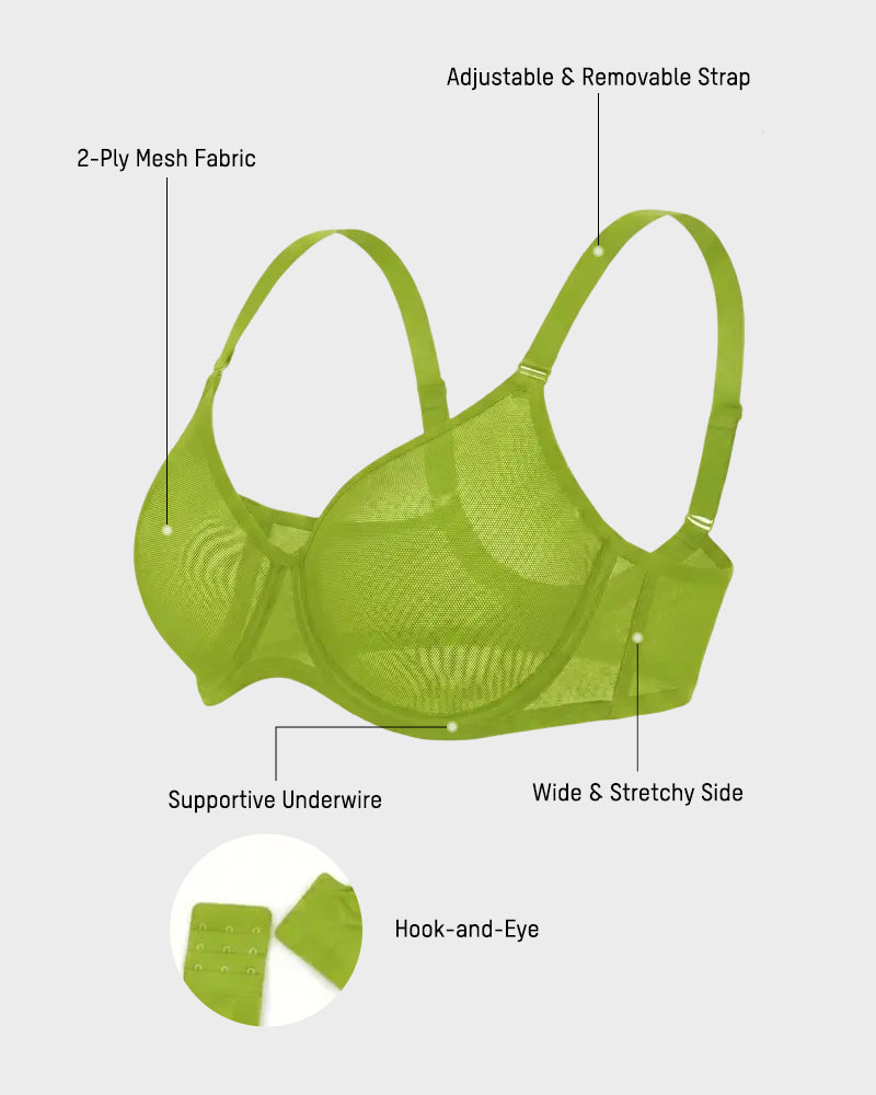 Seamless Mesh Unlined Underwire Bra