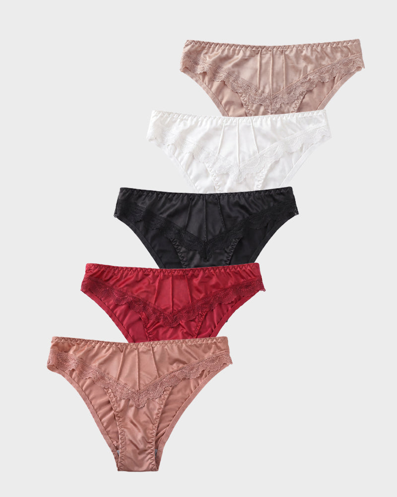 Silky Lace Seamless Bikini Underwear(5 pack)