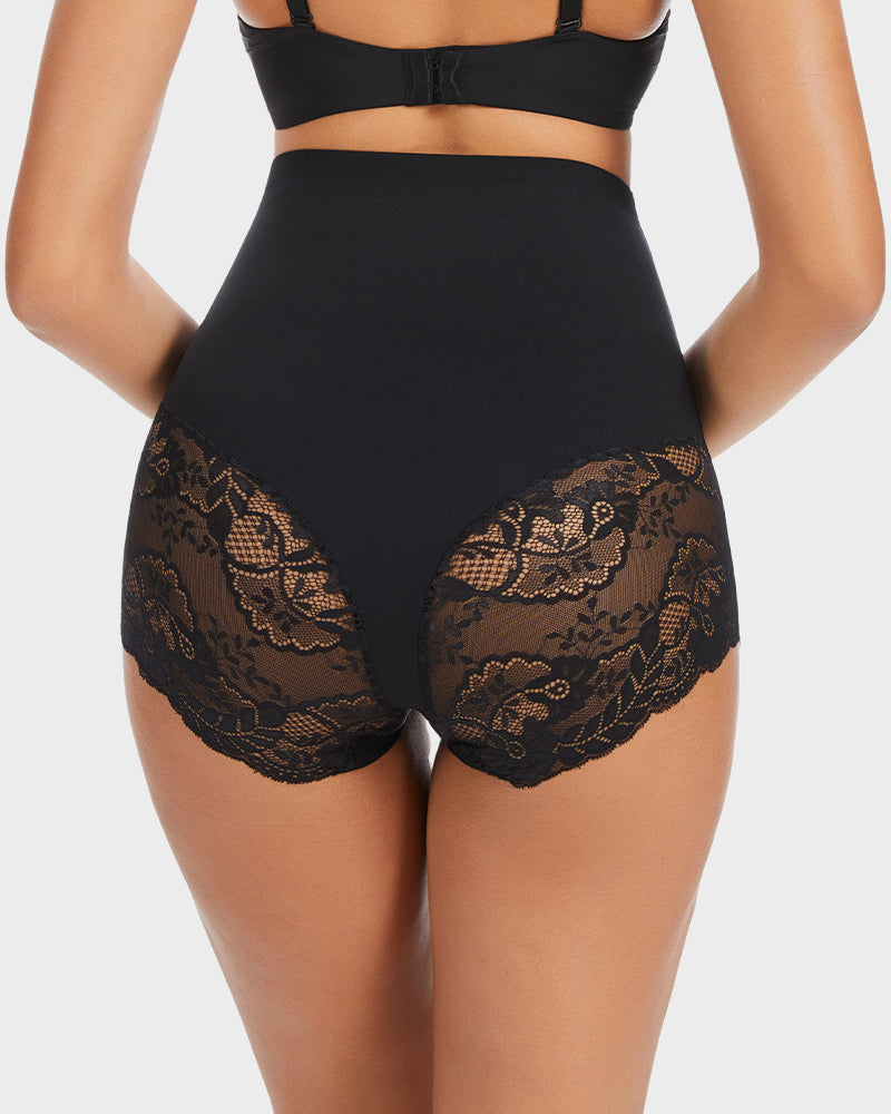 Smooth High-Waisted Sheer Lace Sculpting Brief (4 Pack)