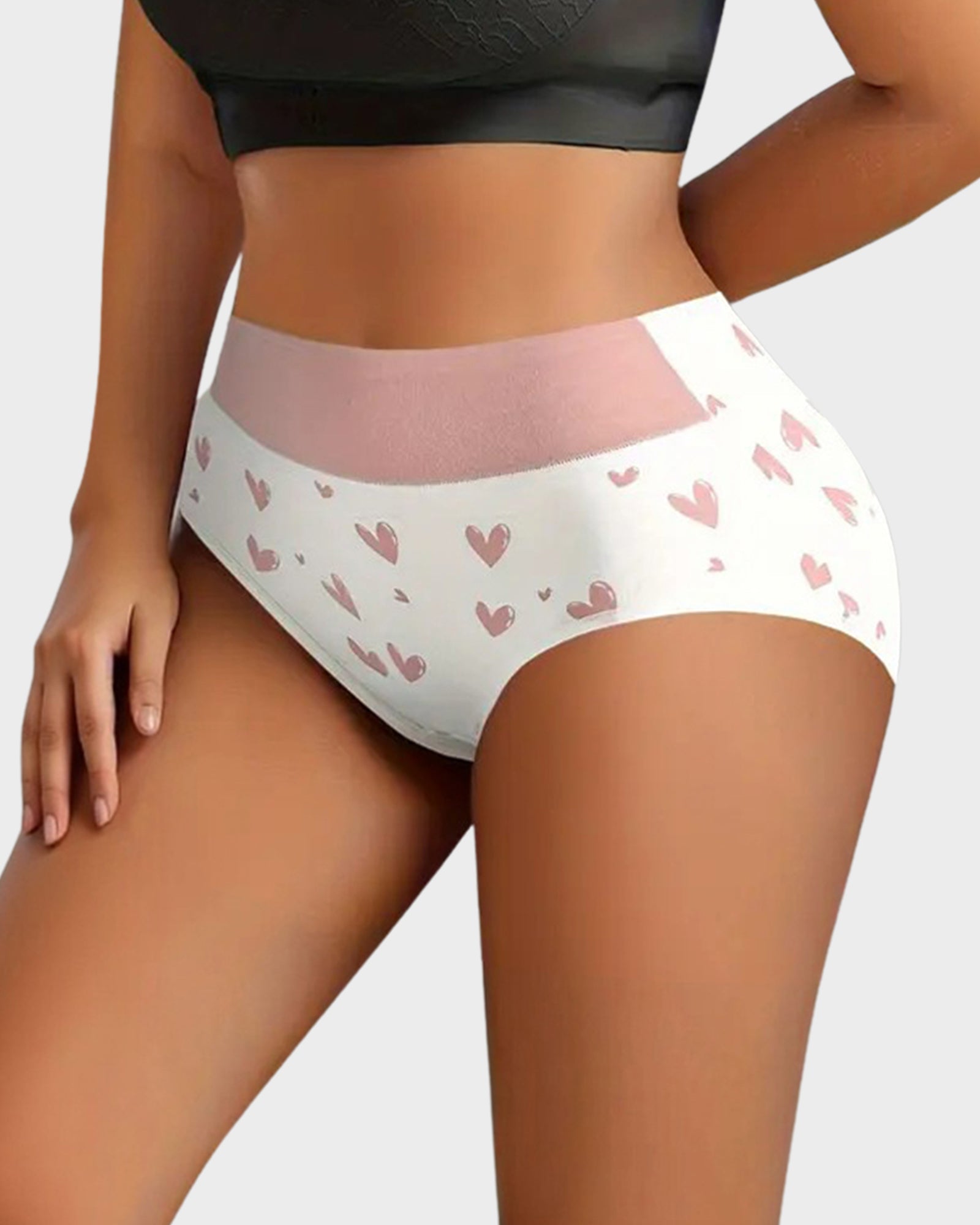 Soft Cotton Heart Print High-Waist Panties (6 Pack)