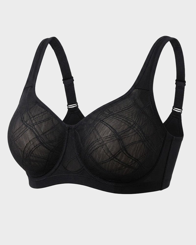 Ultra-Lightweight Full Coverage Cup Jacquard Mesh Comfort Bra