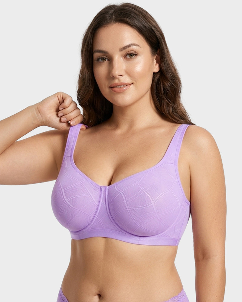 Ultra-Lightweight Full Coverage Cup Jacquard Mesh Comfort Bra