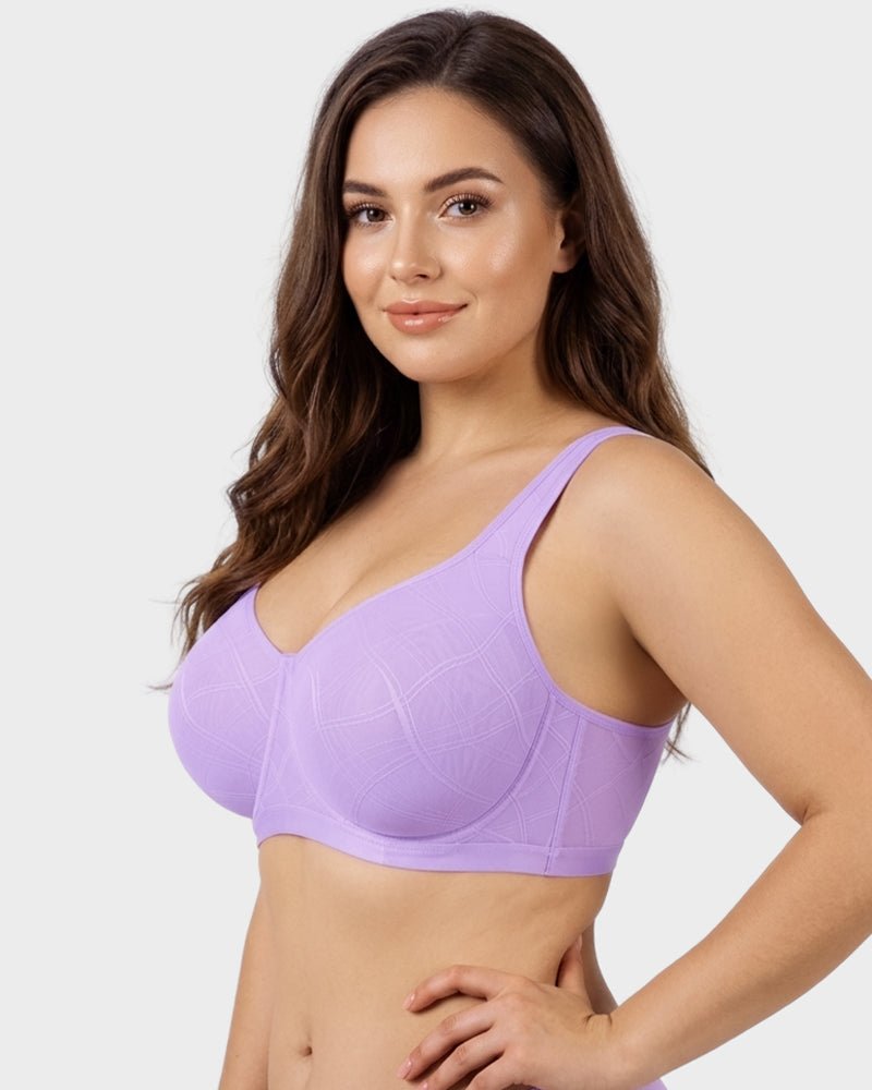Ultra-Lightweight Full Coverage Cup Jacquard Mesh Comfort Bra