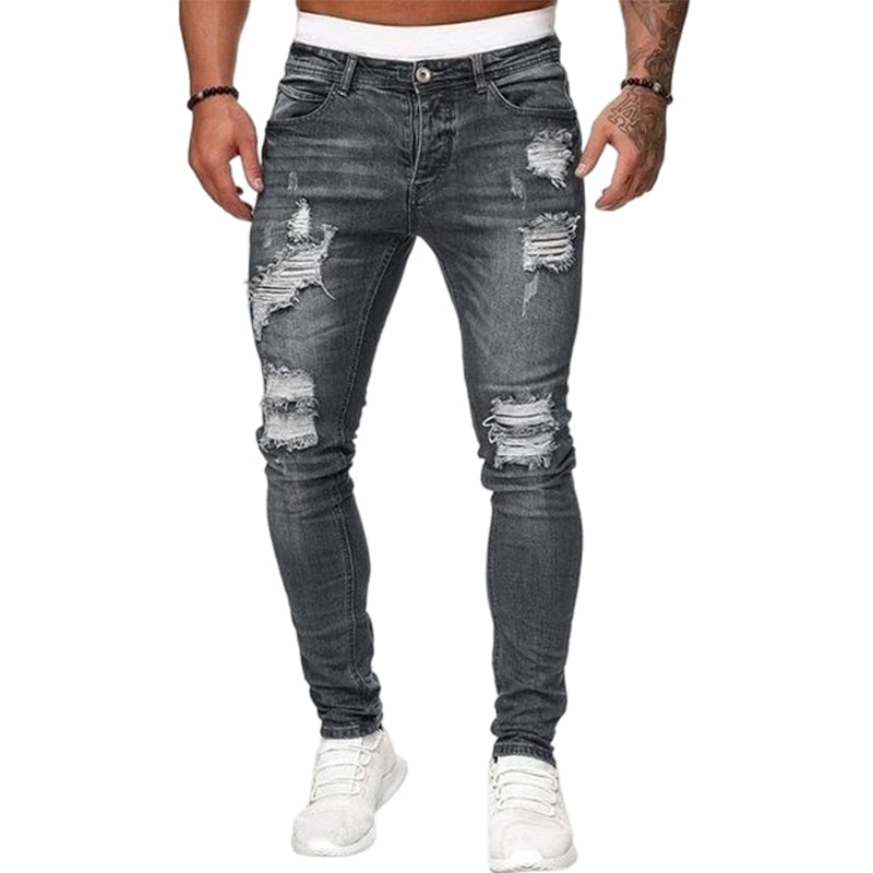 👖60% OFF! 🔥 Stylish Distressed Skinny Jeans for Men – Slim Tapered Fit, Breathable Cotton & Edgy Ripped Details