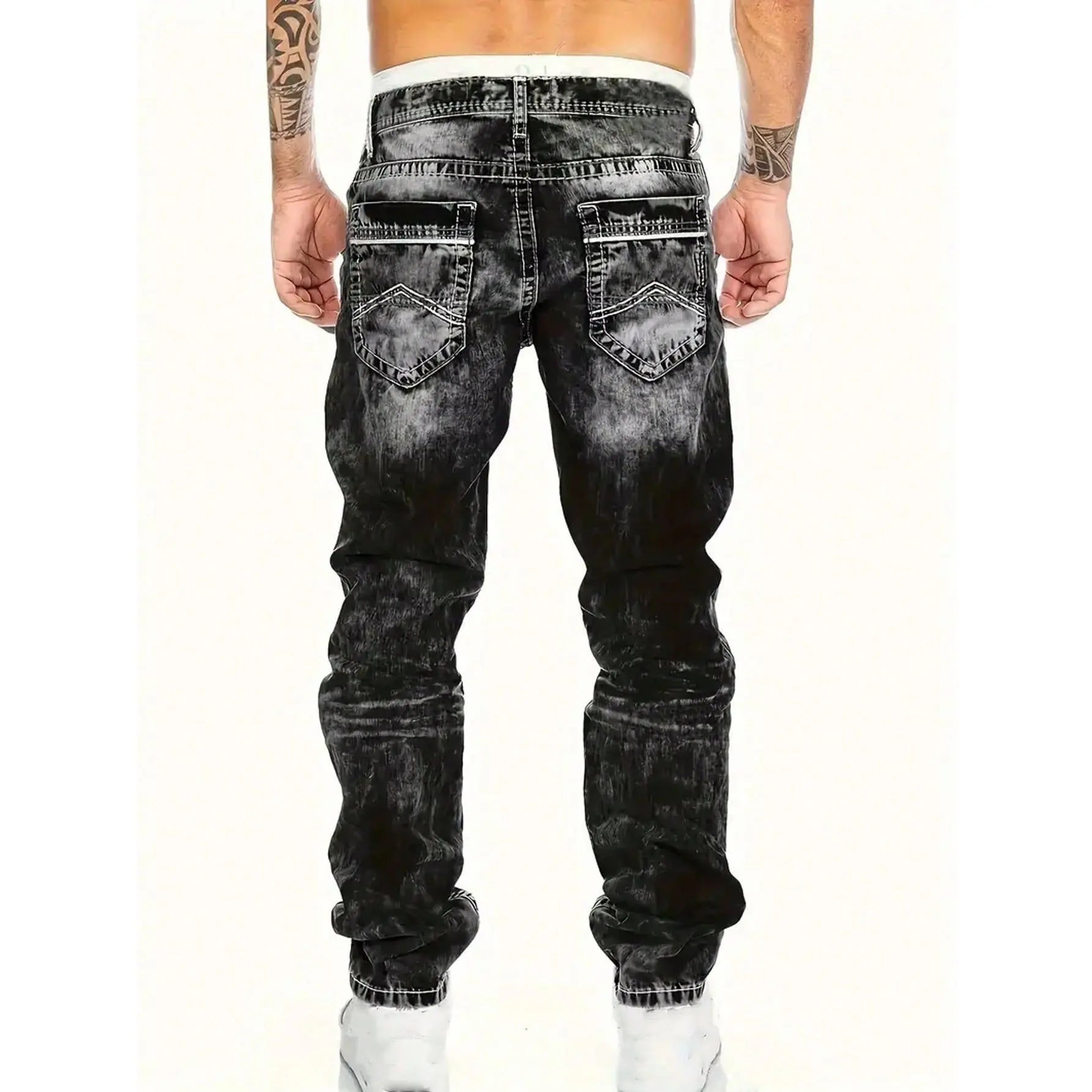 Men's Fashion Creative Stretch Denim Jeans,Minimalist Style Suitable For Summer, Emo Style— Free shipping for two pieces