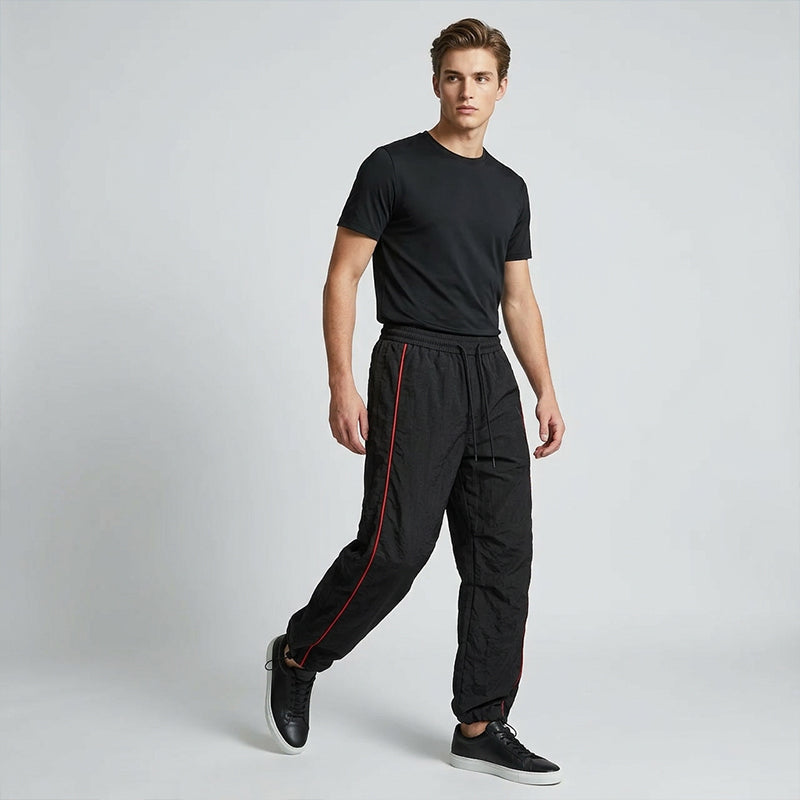 Retro Side-Stripe Wide-Leg Trousers