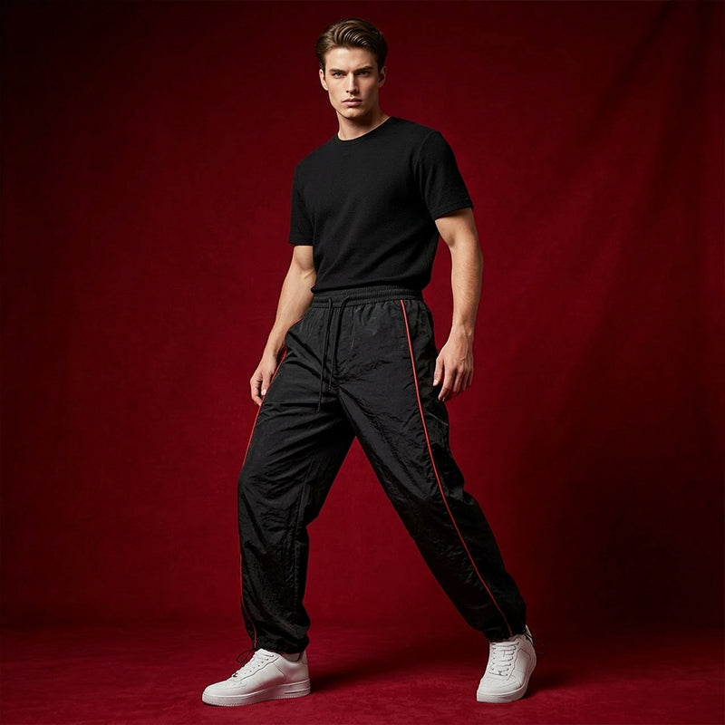 Retro Side-Stripe Wide-Leg Trousers