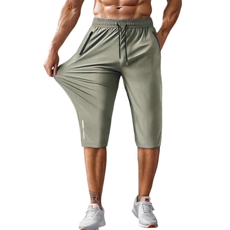 Men's Quick-Dry Sports Capri Pants – Stretchy, Zipper Pockets, Versatile