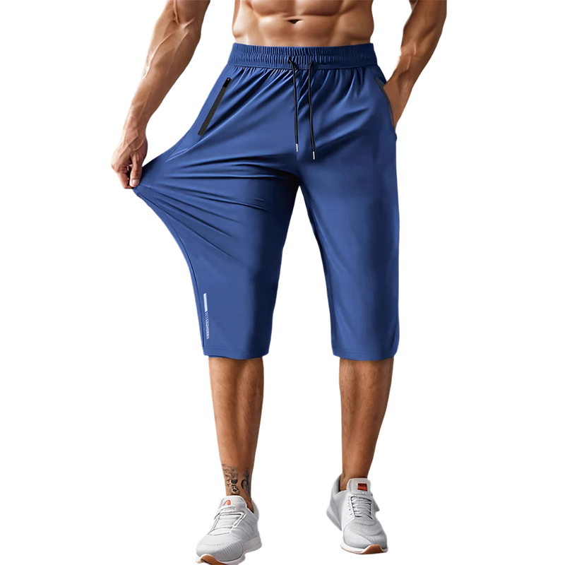 Men's Quick-Dry Sports Capri Pants – Stretchy, Zipper Pockets, Versatile