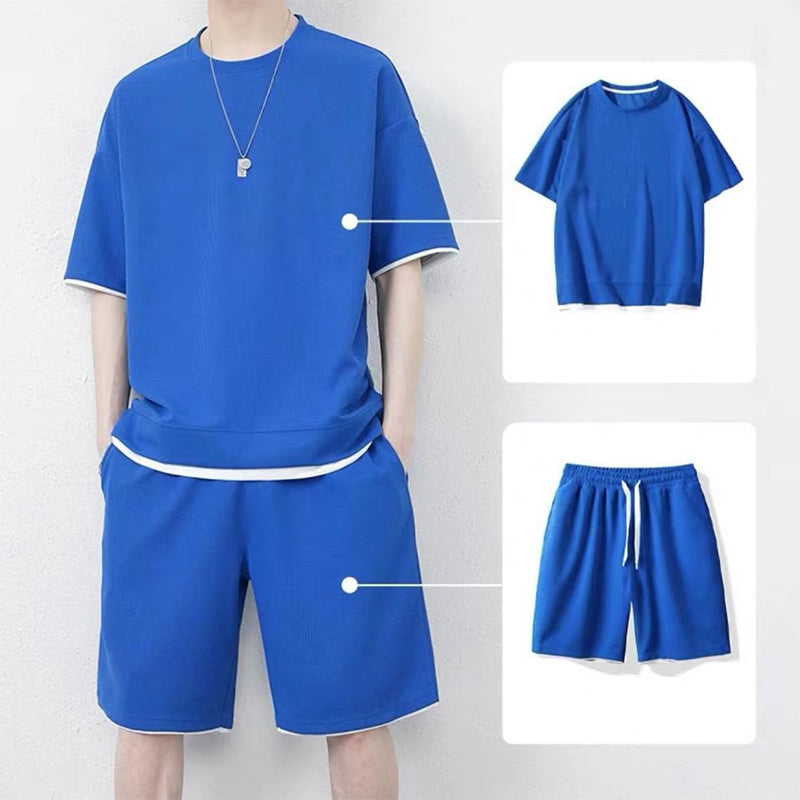 🎉 LIMITED TIME 66% OFF! 👕 Men's Waffle Knit T-Shirt & Shorts Set – Cooling Sensation Fabric & Relaxed Fit Design 💙